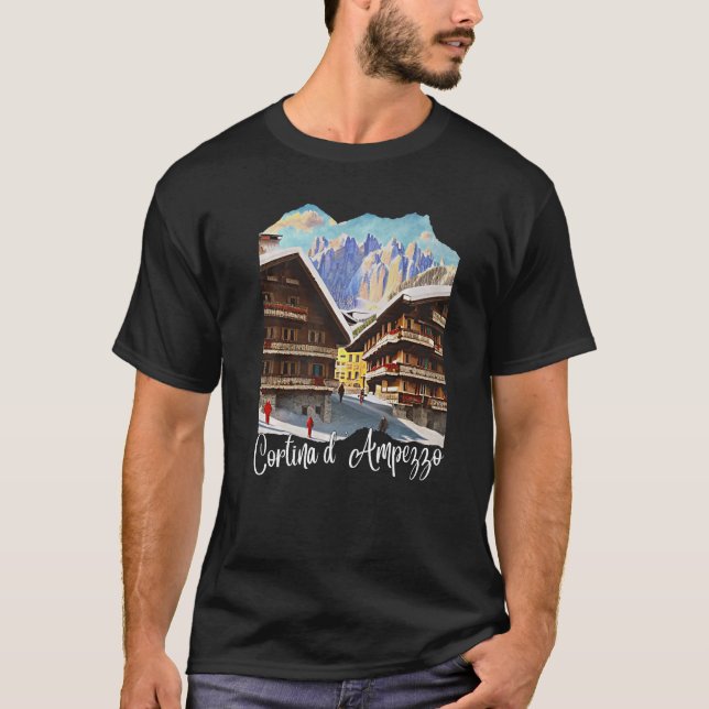 Cortina d'Ampezzo Dolomiti Painting Cortina d'Ampe T-Shirt (Front)