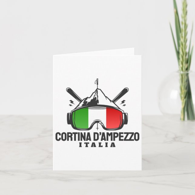 Cortina D'ampezzo Italy Retro Ski Resort Skiing  Card (Front)