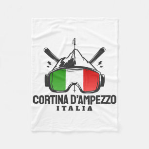 Cortina D'ampezzo Italy Retro Ski Resort Skiing Fleece Blanket