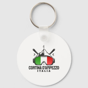Cortina D'ampezzo Italy Retro Ski Resort Skiing Keychain