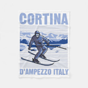 Cortina D'ampezzo Italy Ski Fleece Blanket
