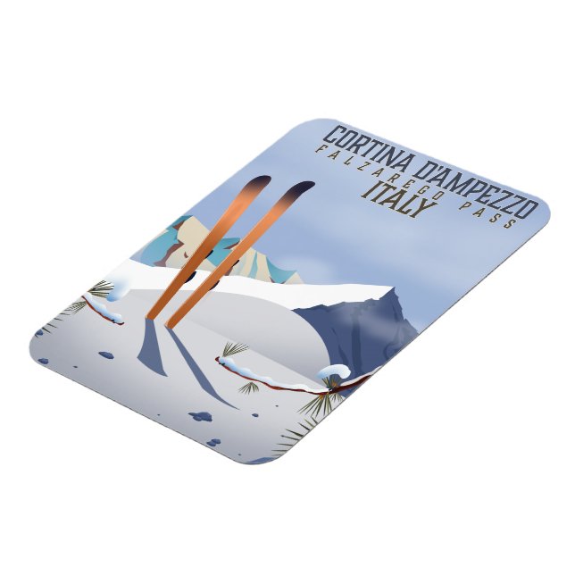 Cortina d'Ampezzo Italy Ski poster Art Print Magnet (Left Side)