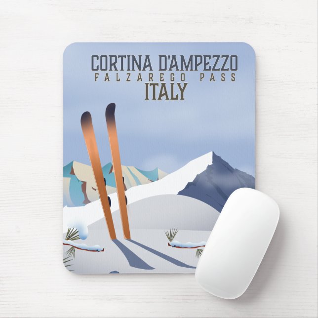Cortina d'Ampezzo Italy Ski poster Art Print Mouse Pad (With Mouse)