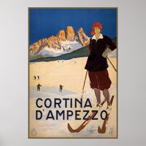Cortina DAmpezzo Italy vintage travel poster