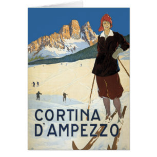Cortina d'Ampezzo, Italy, Vintage Travel Ski Alps