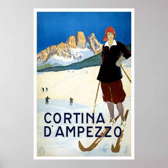 "Cortina d'Ampezzo" Vintage Travel Poster (Front)