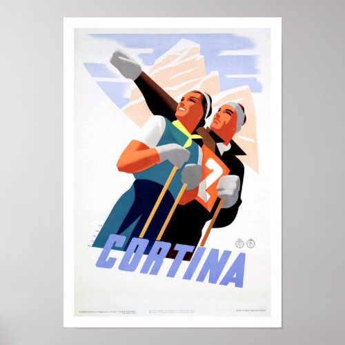 Cortina Italy Vintage Racing Poster Restored