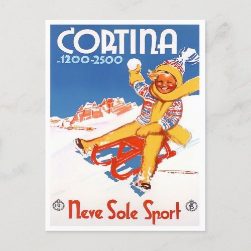 Cortina Italy vintage travel Postcard