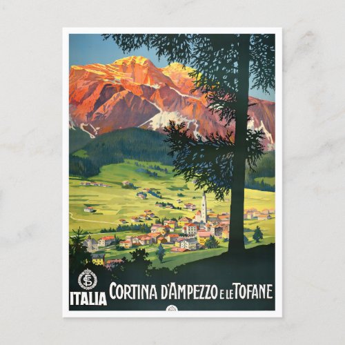 Cortina Italy vintage travel  Postcard
