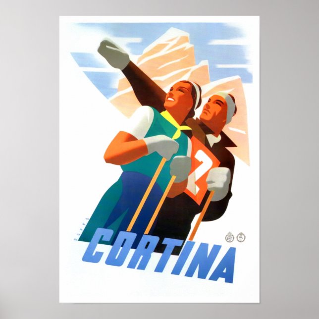 Cortina Italy vintage travel Poster (Front)