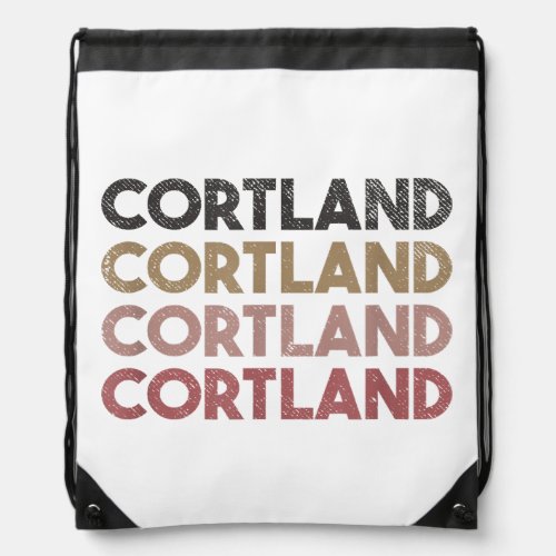 Cortland New York Retro Style Vintage Distressed  Drawstring Bag