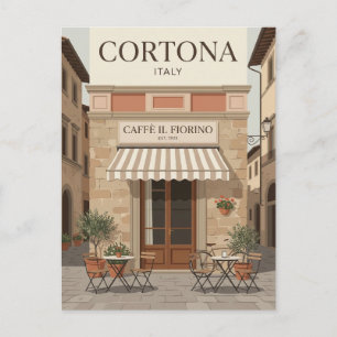Cortona Cafe Facade Italy Postcard