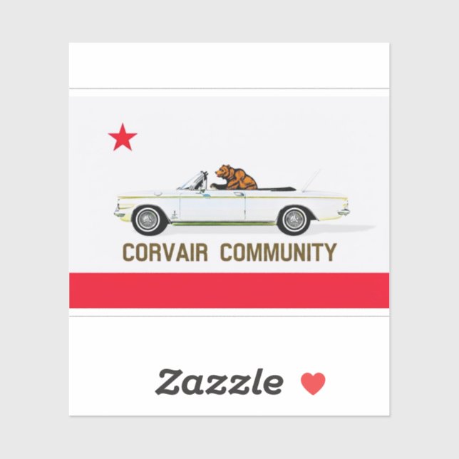 Corvair Community California EM flag Sticker (Sheet)