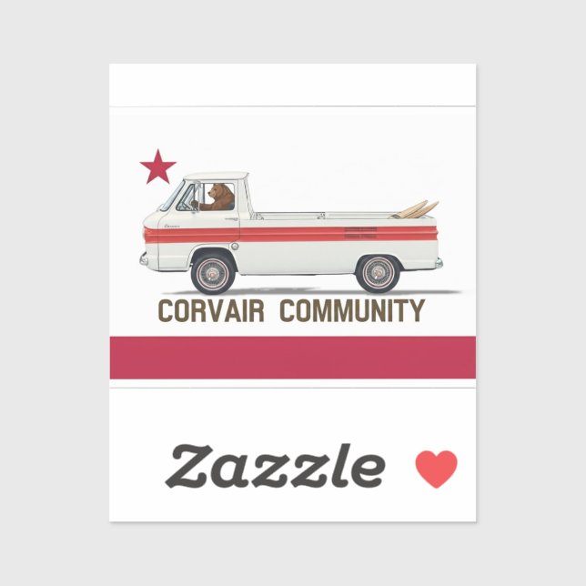 Corvair Community California Rampy Flag Sticker (Sheet)