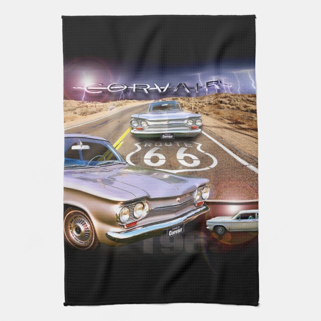 Corvair Kitchen Towel—Route 66 Kitchen Towel (Vertical)