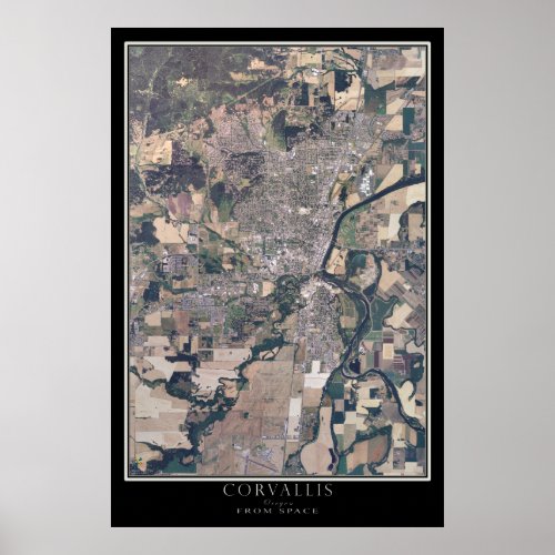 Corvallis Oregon From Space Satellite Map Poster