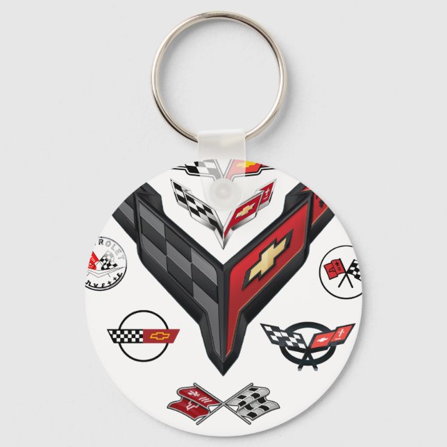 CORVETTE 8 GENERATIONS BADGE KEYCHAIN (Front)