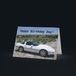 Corvette Birthday Day Card<br><div class="desc">Cool card!  Who wouldn't want a corvette on there card... ... ...  ok,  maybe the guy that wanted a cobra! Customize any way you like.</div>