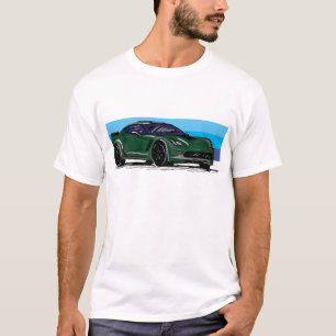 Corvette C7 Green Sportscar with Blue Stripe T-Shirt