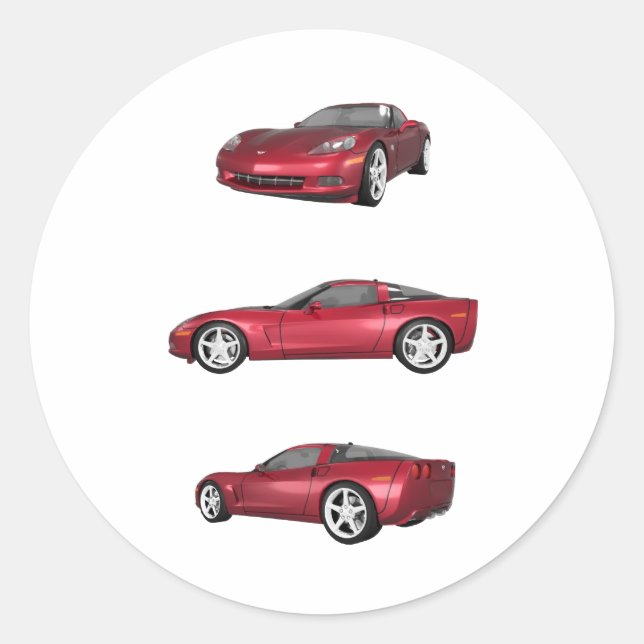 Corvette: Candy Apple Finish Classic Round Sticker (Front)