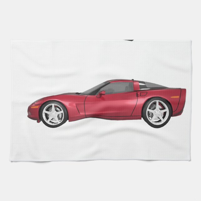 Corvette: Candy Apple Finish Kitchen Towel (Horizontal)