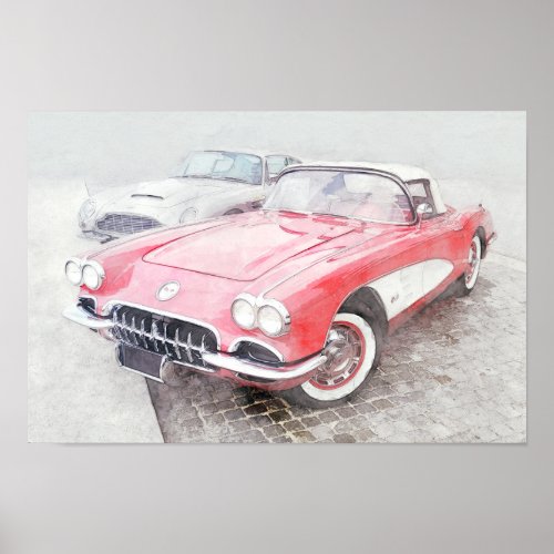 Corvette Digital Painting Poster