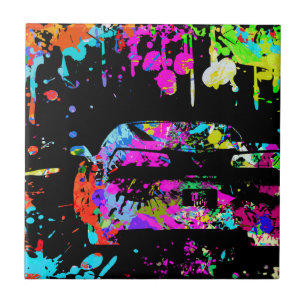 Corvette Paint Splatter Graffiti Effect Ceramic Tile