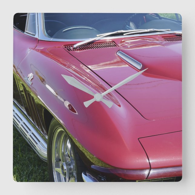 Corvette Retro Man Cave Square Wall Clock (Front)