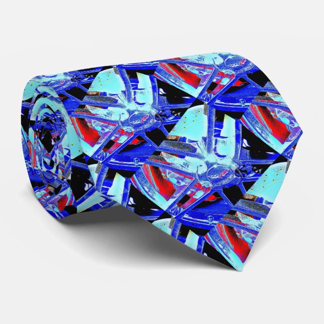 Corvette Rim Altered Photo Neck Tie (Rolled)