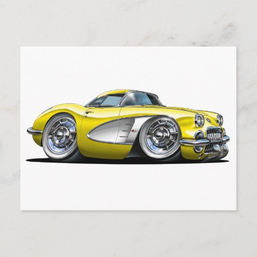Corvette Yellow Car Postcard