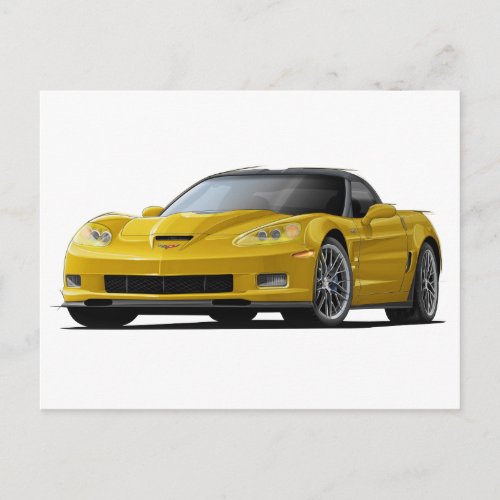 Corvette ZR1 Yellow Car Postcard