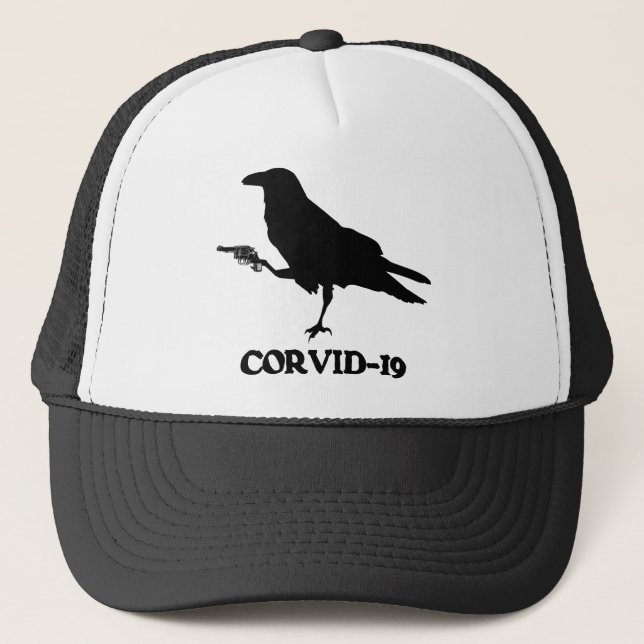 CORVID-19 Trucker Hat, White & Black Trucker Hat (Front)