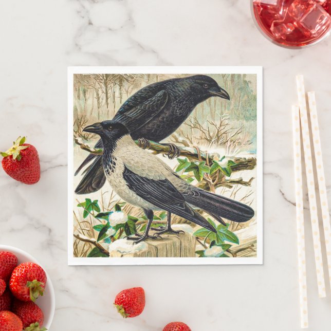 Corvids - Blackbird Raven Napkins (Insitu)