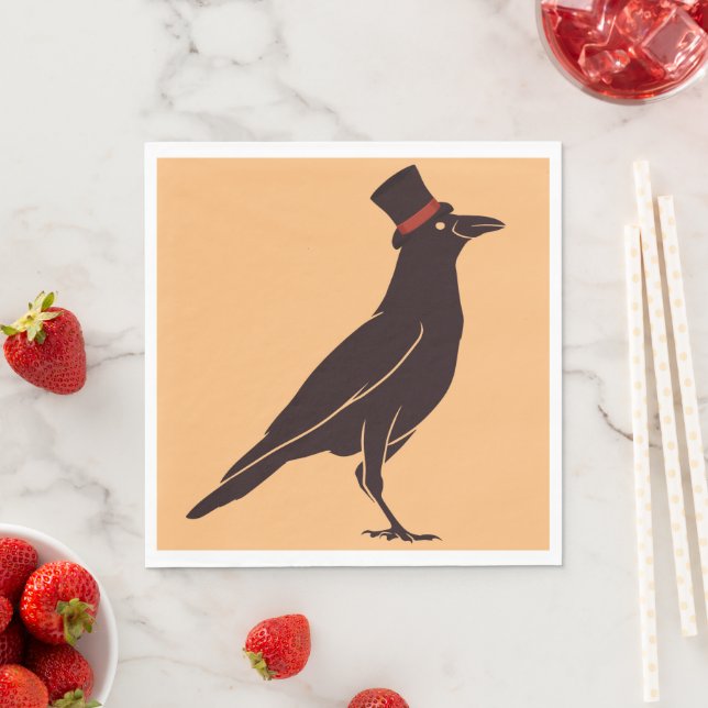 Corvids - Tophat Blackbird Raven Napkins (Insitu)