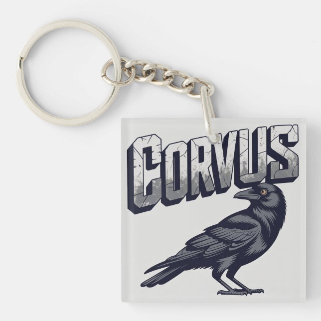 Corvus Raven Mascot Graphic Keychain (Front)