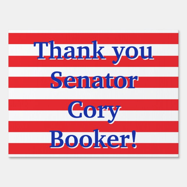 Cory Booker Thank You Sign (Front)