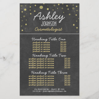 Cosemtologist Chalkboard Services and Pricing