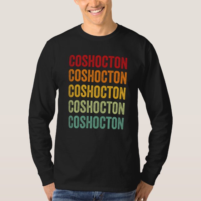 Coshocton County Ohio Rainbow Text T-Shirt (Front)