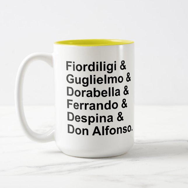 Cosi fan tutte cast of characters Two-Tone coffee mug (Left)