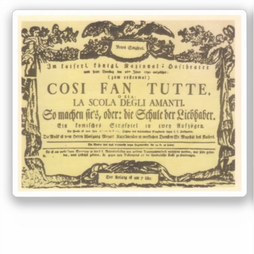 Cos Fan Tutte Playbill Mozart Sticker