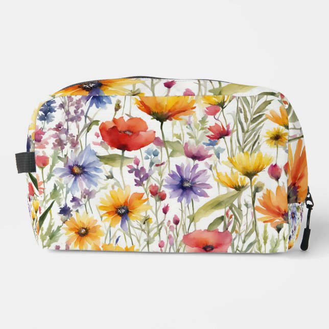 Cosmetic Bag Pretty Colorful Wildflower Art (Front)