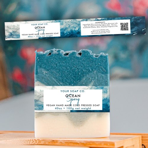 Cosmetic Bar Soap Band Product Label Wrap Blue