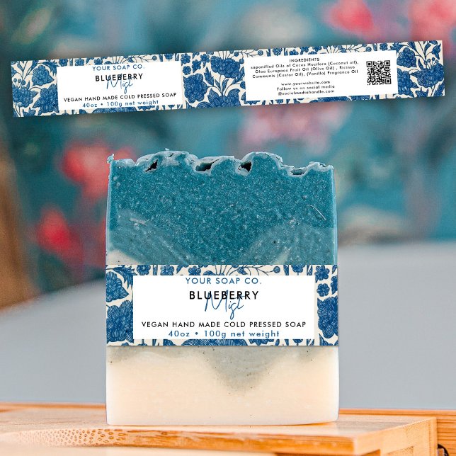 Cosmetic Bar Soap Band Product Label Wrap Blue (Creator Uploaded)