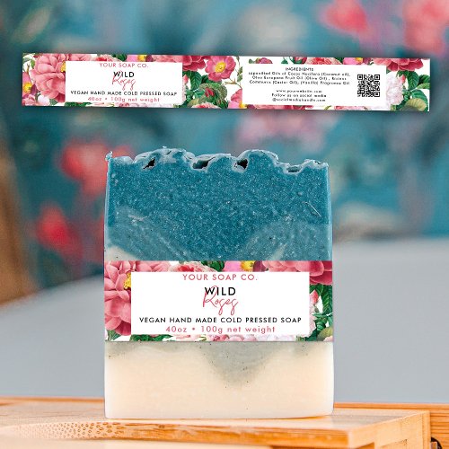 Cosmetic Bar Soap Band Product Label Wrap Roses