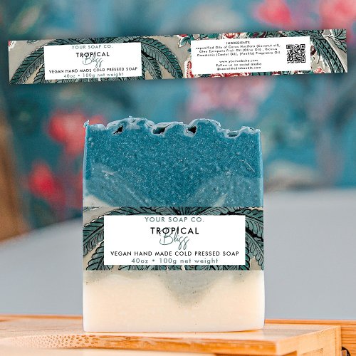Cosmetic Bar Soap Band Product Label Wrap Tropical