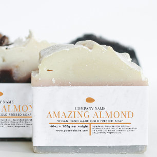 Cosmetic Bar Soap Belly Band Label Wrap Almond