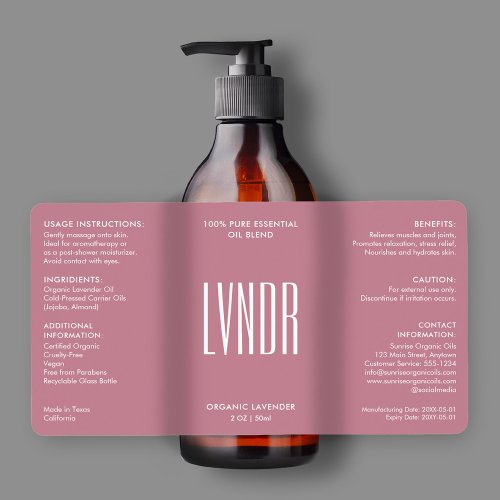 Cosmetic Beauty Body Bath Pink Modern Product Label