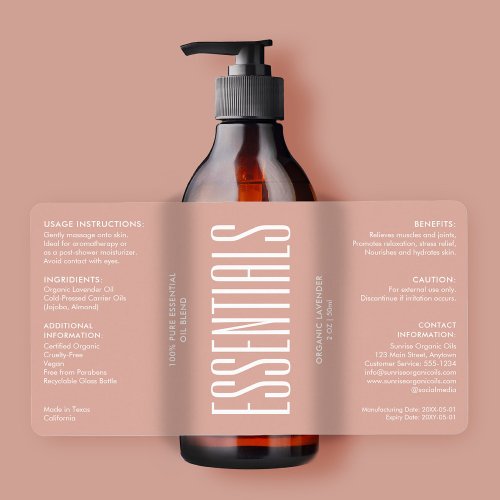 Cosmetic Body Beauty Bath Peach Modern Product Label