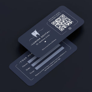 Cosmetic Dentist Dark Navy Blue Dental Clinic Appointment Card