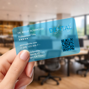 Cosmetic Dentist Dental Clinic Blue Transparent QR Clear Business Cards